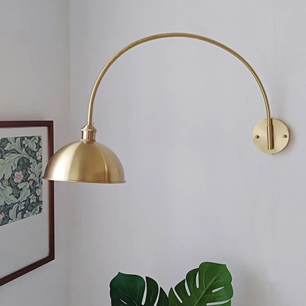 Modern Large Arched Gold Wall Lamp for Indoor Bowl-Shade