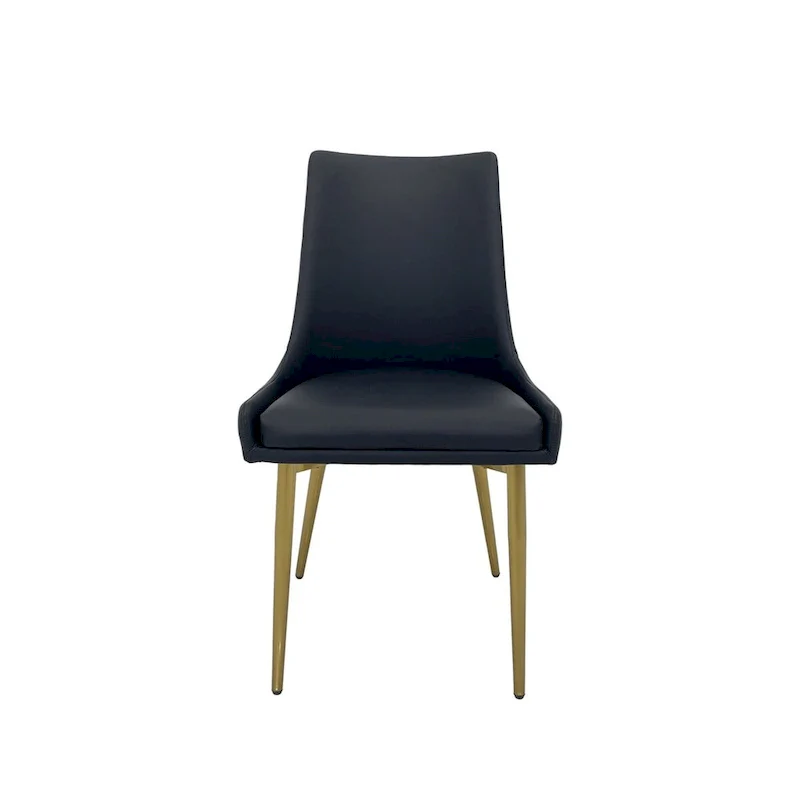 Newport Furnishings Dining Chairs with PU Seat and Matte Gold Legs (Set of 2)