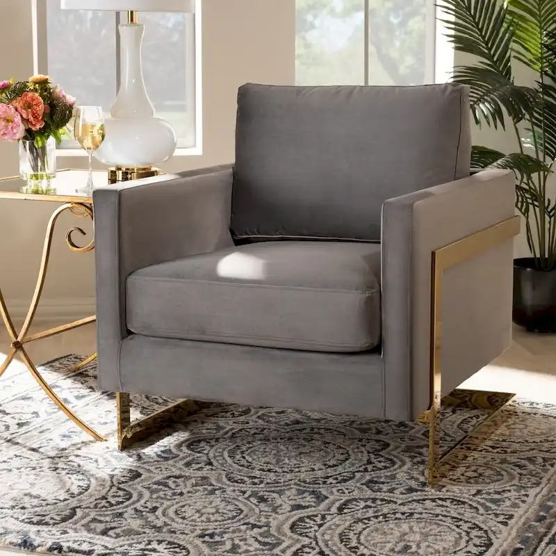Silver Orchid Bryson Glam Velvet Fabric Armchair