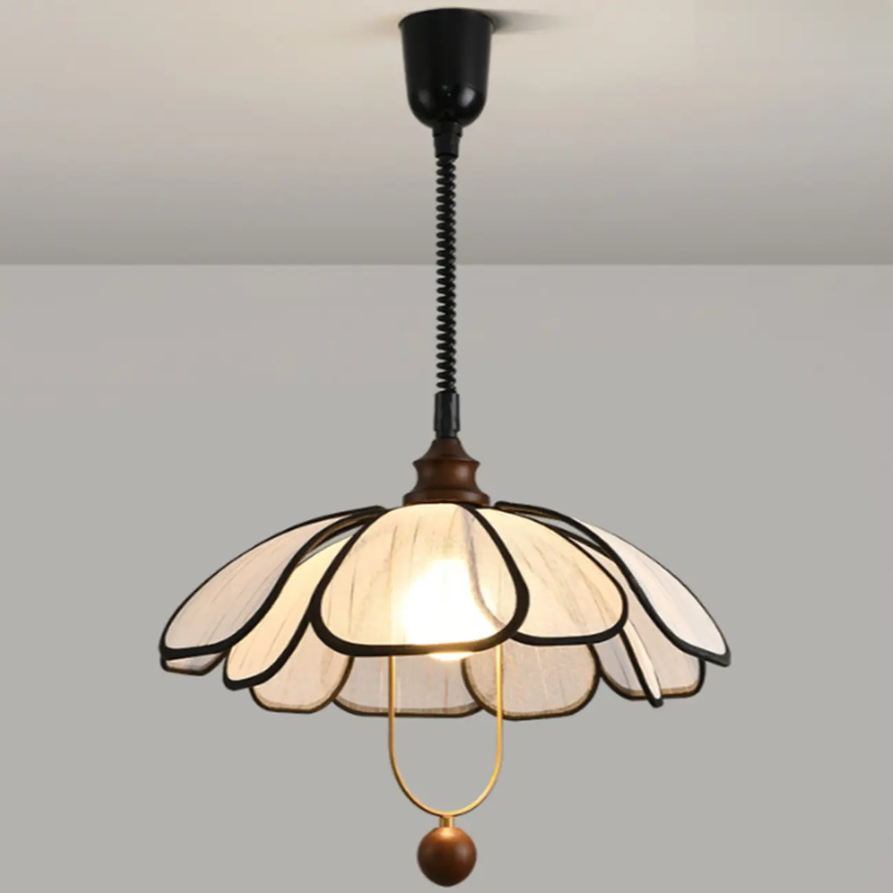 Art Deco Fabric Petal Blossom Hanging Pendant Light Fixture