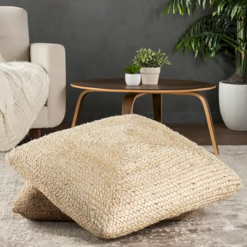 The Curated Nomad Faxon Textured Jute Pouf/ Floor Pillow