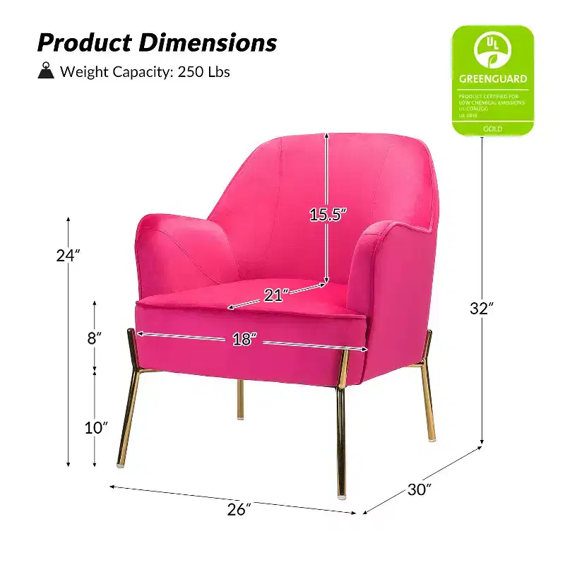 Odo Velvet Accent Comfy Living Room Arm Chair Upholstered Padded Seat Set of 2 | Karat Home