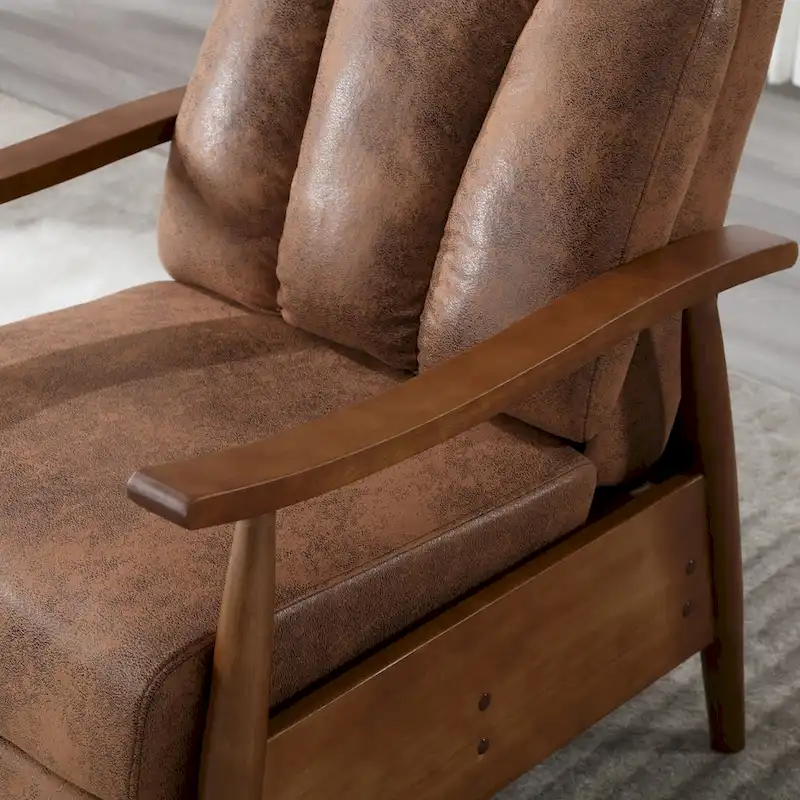 PU Leather Recliner Chair,Living Room Solid Wood Accent Chair