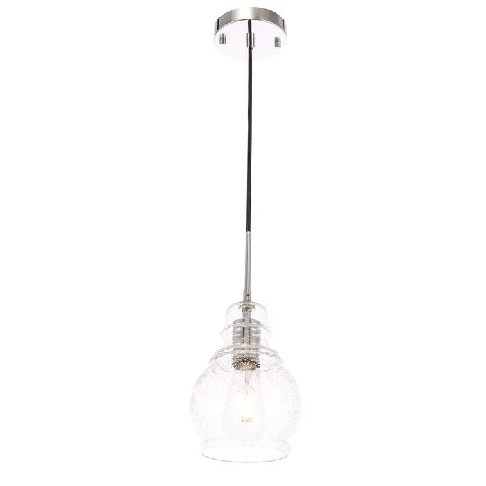 Adelee 6.25-Inch 1-Light Clear Seeded Glass Pendant
