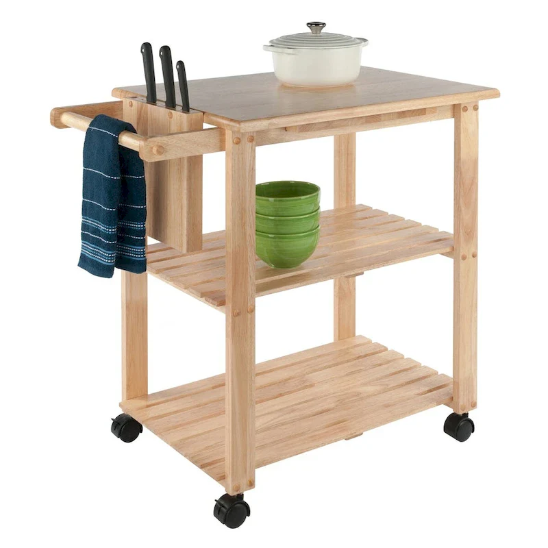 Mario Utility Kitchen Cart, Natural - 33.19 x 20.47 x 31.93 inches
