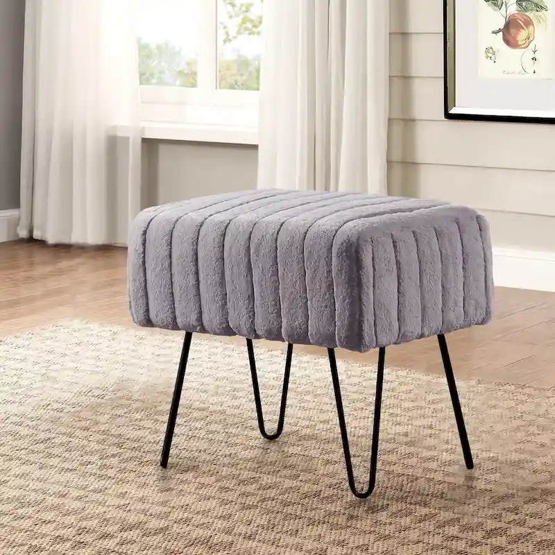 Serenta SuperMink Fauxfur Ottoman Bench