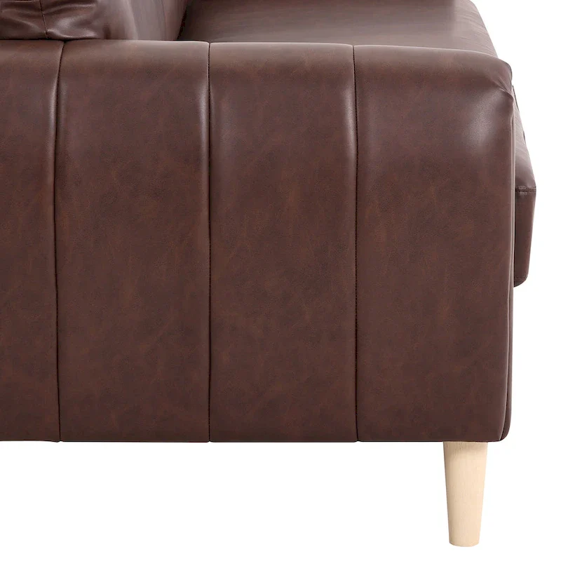Channel Tufted Fabric Arm Chair – Brown / Charcoal, Single