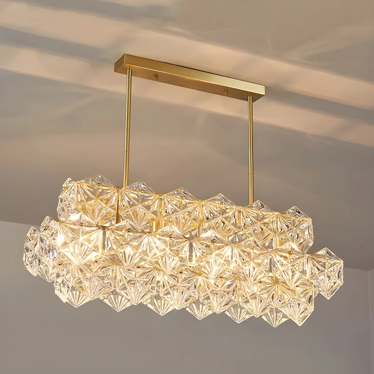 Kitchen Elegant Gold Crystal Pendant Light