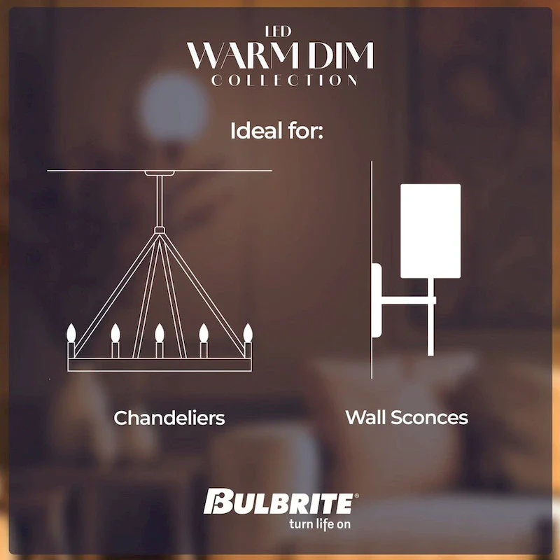 Bulbrite 5 Watt LED G16 Light Bulbs, Warm Dimming 3000K (Soft White) - 1800K (Candlelight), 500 Lumens, (4 Pack) - Pack of 4