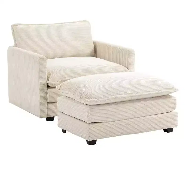 41.34 Corduroy Oversized Accent Chair, Sofa Chair with Ottoman and Large Seat, Modern Armchair Reading Chairs for Bedroom Living Room