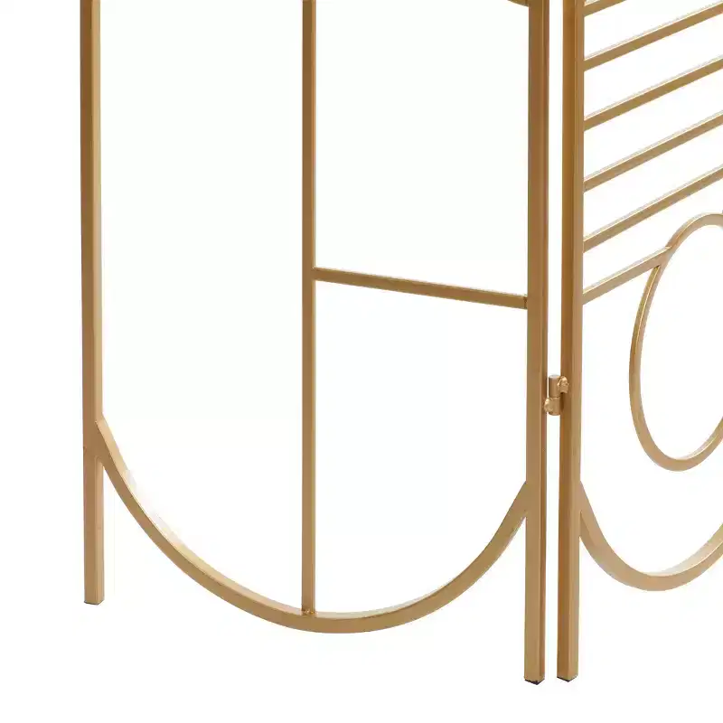 Modern Metal Room Divider Screen Gold - Olivia & May: Iron Frame, No Assembly, 3-Panel Design