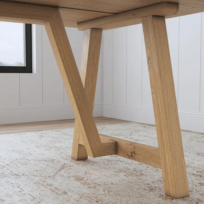 Trestle Brown Wood Dining Table - 82 x 30 x 38