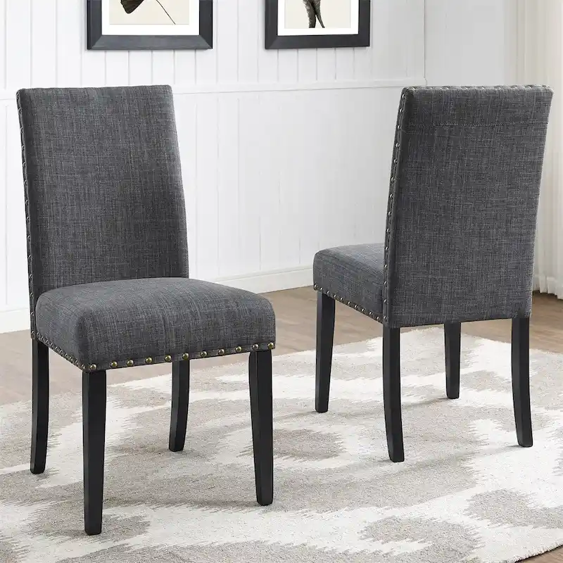 Fabric Dining Chairs with Nailhead Trim,Set of 2