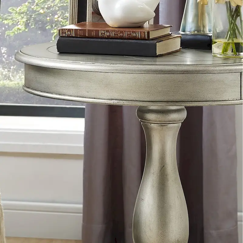 Round Wood Pedestal Side Table