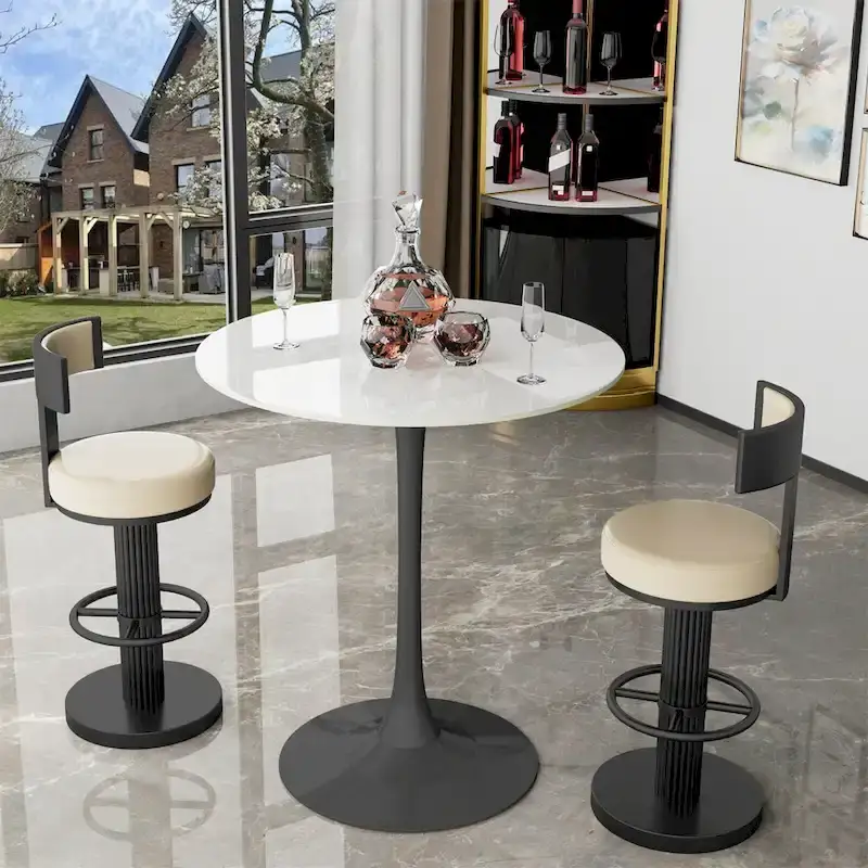 39.37  High Bar Table Round Cafe Bistro Pub Cocktail Kitchen Table Sintered Stone-top