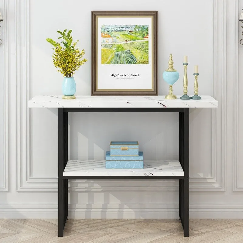 Modern 42-Inch Console/Accent Table with Geometric Metal Legs