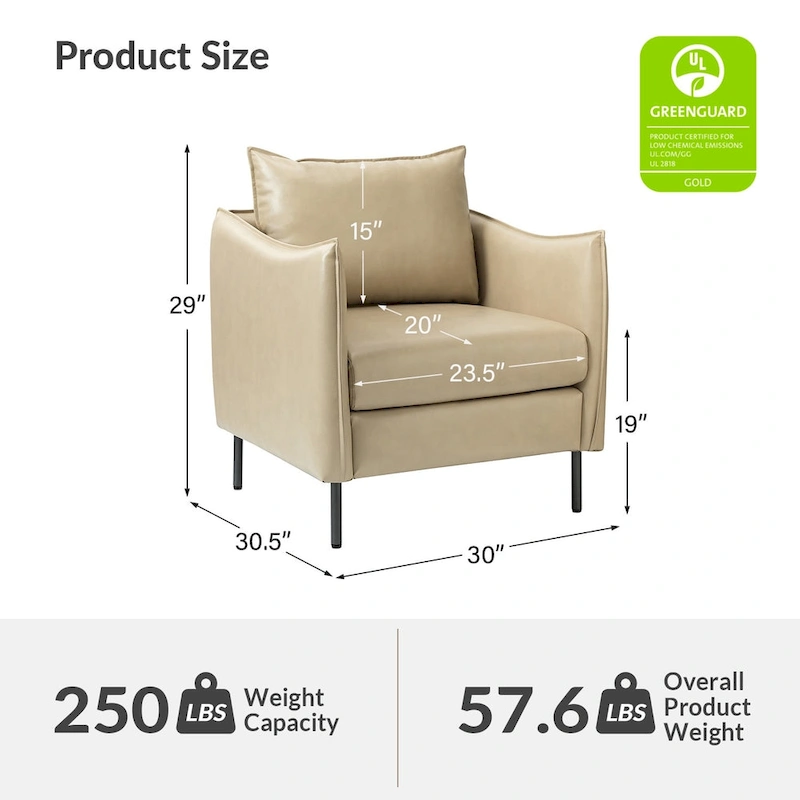 Jaime Modern Vegan Leather Accent chair with Metal Legs Set of 2 by HULALA HOME