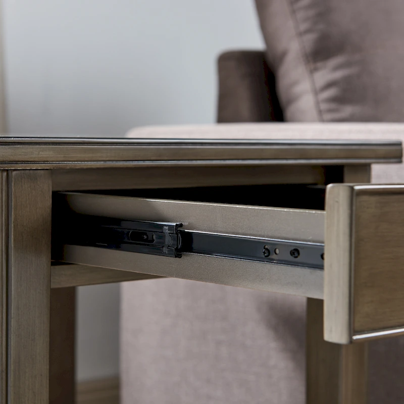 Laurent 20 in. Solid Wood End Table with Shelf and Drawer