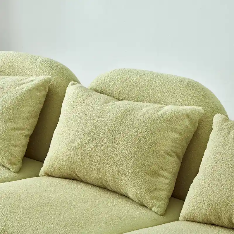 Living Room Furniture Three Seat Lazy Sofa Teddy Fabric White