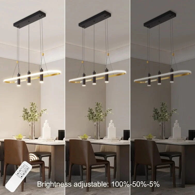 4 - Light Black/Gold Dimmable LED Pendant Light[No Bulb]