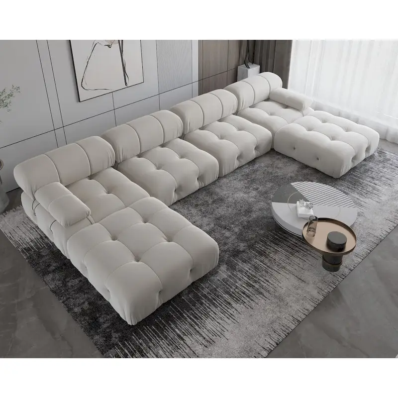 Modern Velvet Upholstery Modular Sectional Sofa,Beige
