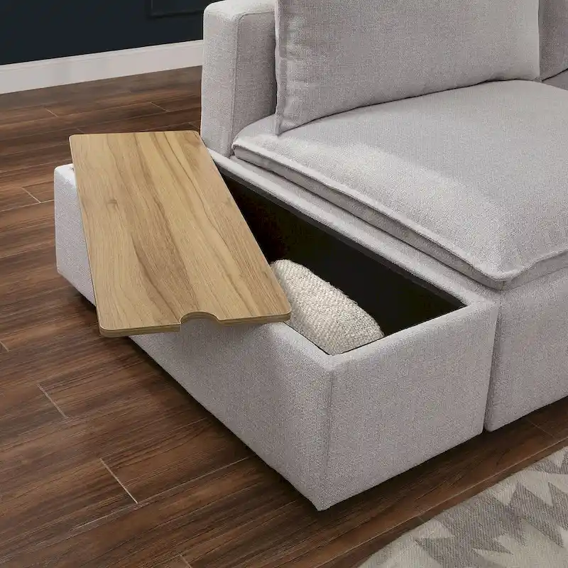 Light Grey 43-inch Fabric Storage Console