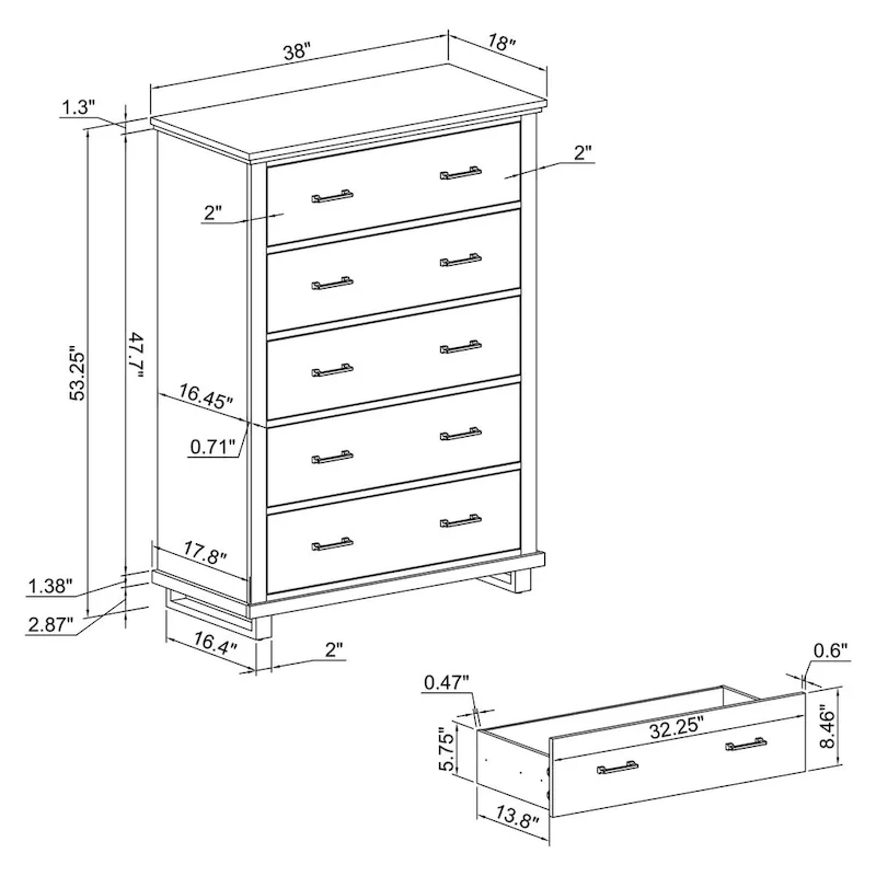 Farmhouse 4-Piece Bedroom Set - 2 Nightstand, 1 Chest and 1 Dresser