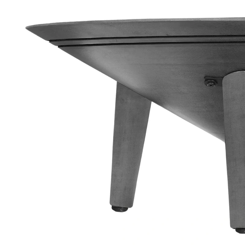 Venus 28 Inch Coffee Table with 3 Tapered Splayed Legs, Gray Mango Wood