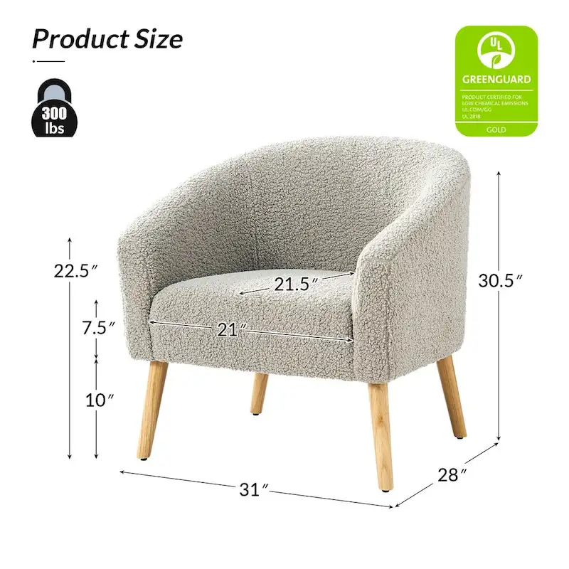 Sheila Modern 30 W Boucle Armchair with Solid Wood Legs Set of 2 by HULALA HOME