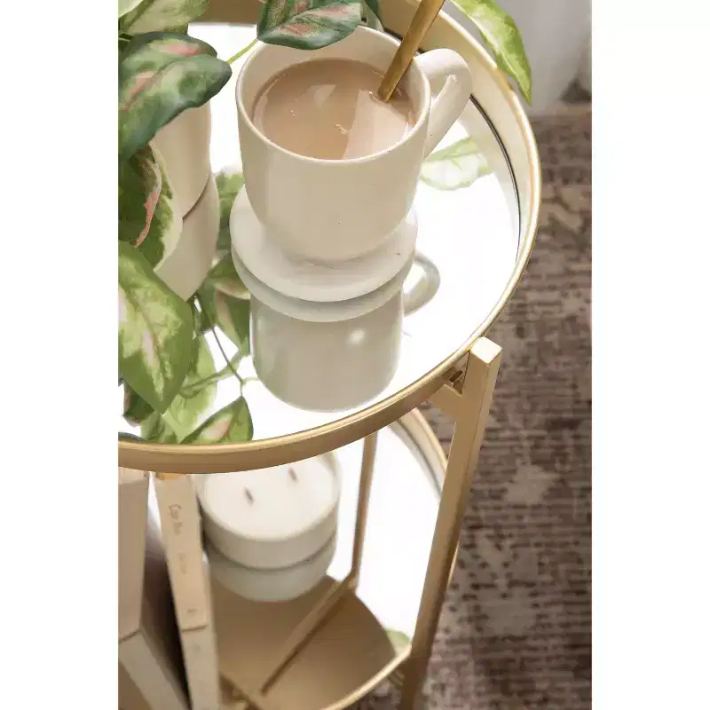 Round 2-Tier Metal Foldable Tray Table