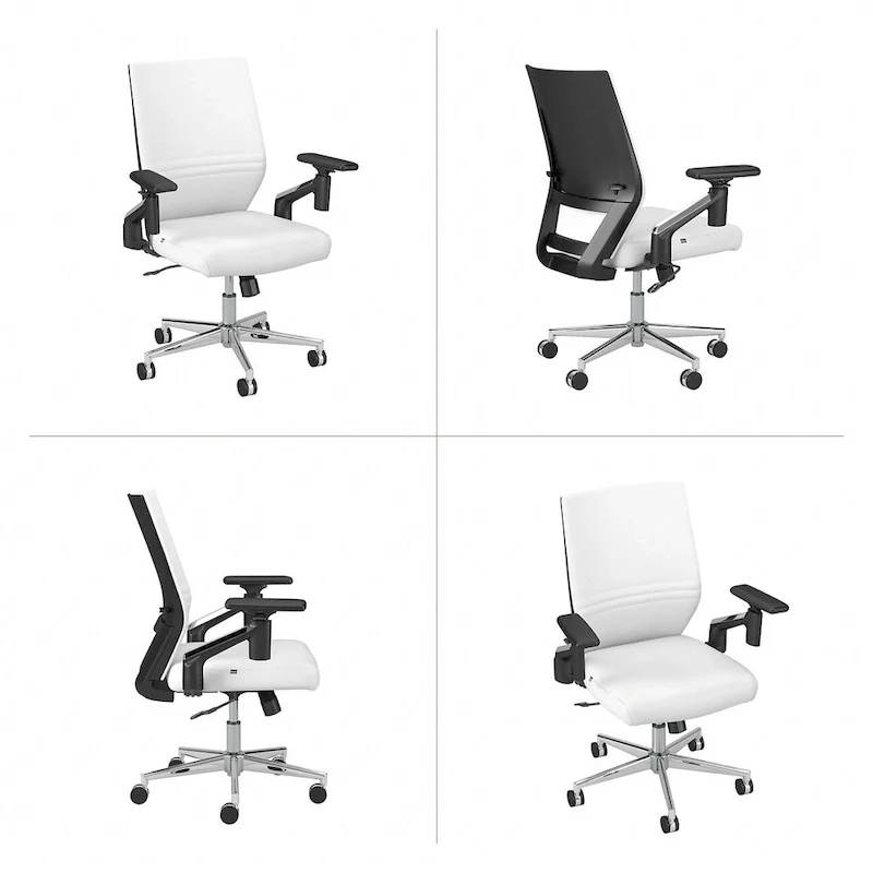 Mid Back Bonded Leather Office Chair with Adjustable Height and Armrests