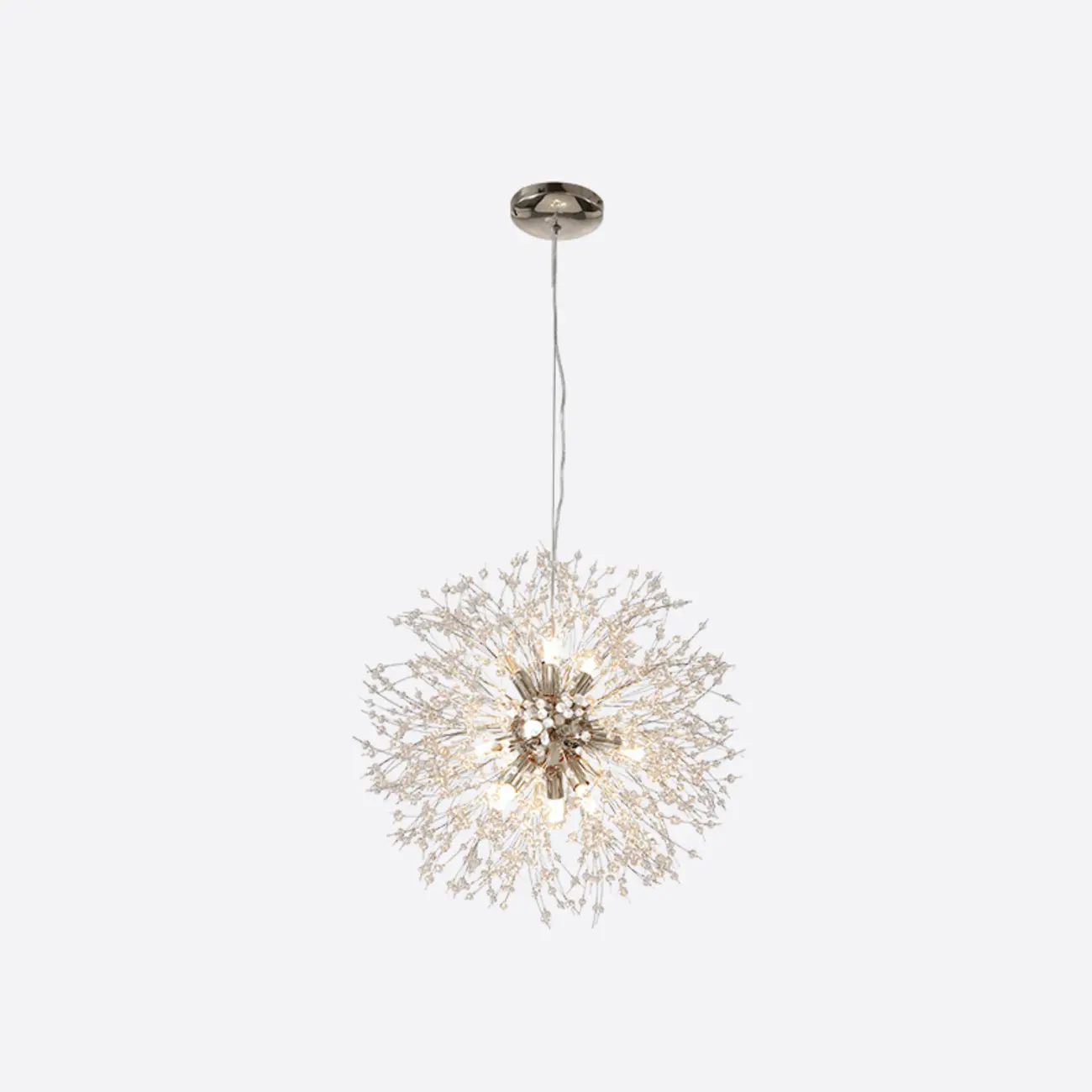 Modern Crystal Globe Chandelier with Starburst Design