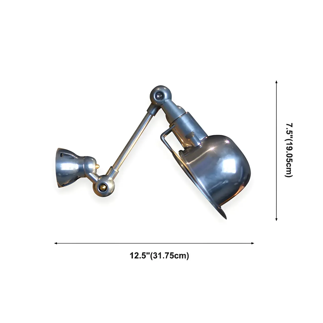 Industrial Metal Silver Glossy Mini Swing Arm Wall Light