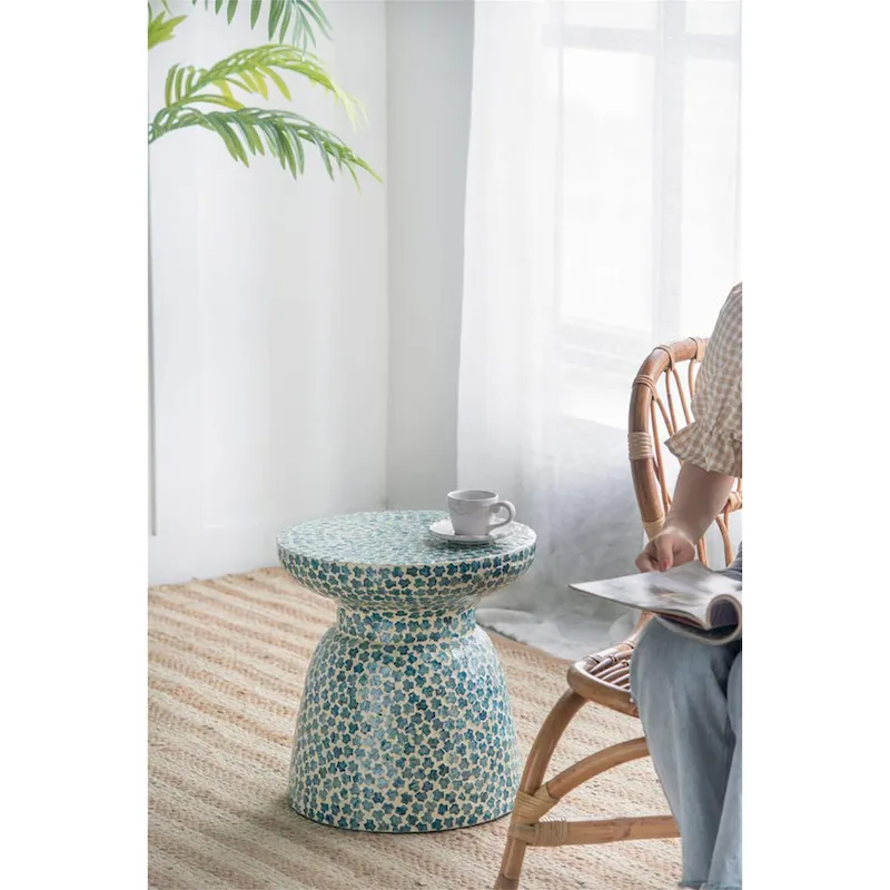 Capiz Shell Mosaic Stool and Side Table