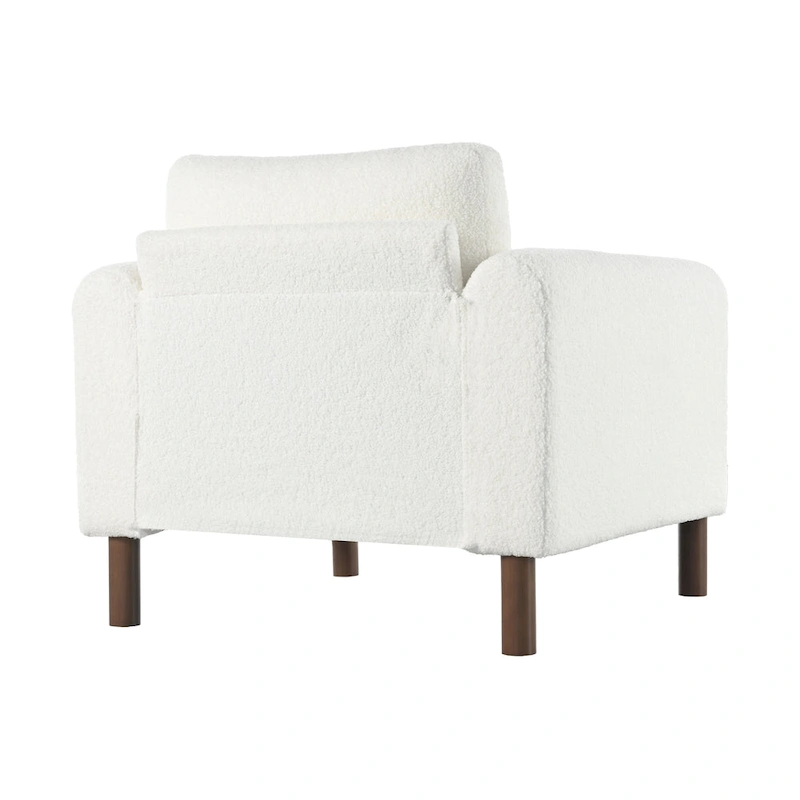 White 33.5 Upholstered Accent Chair with Walnut Legs