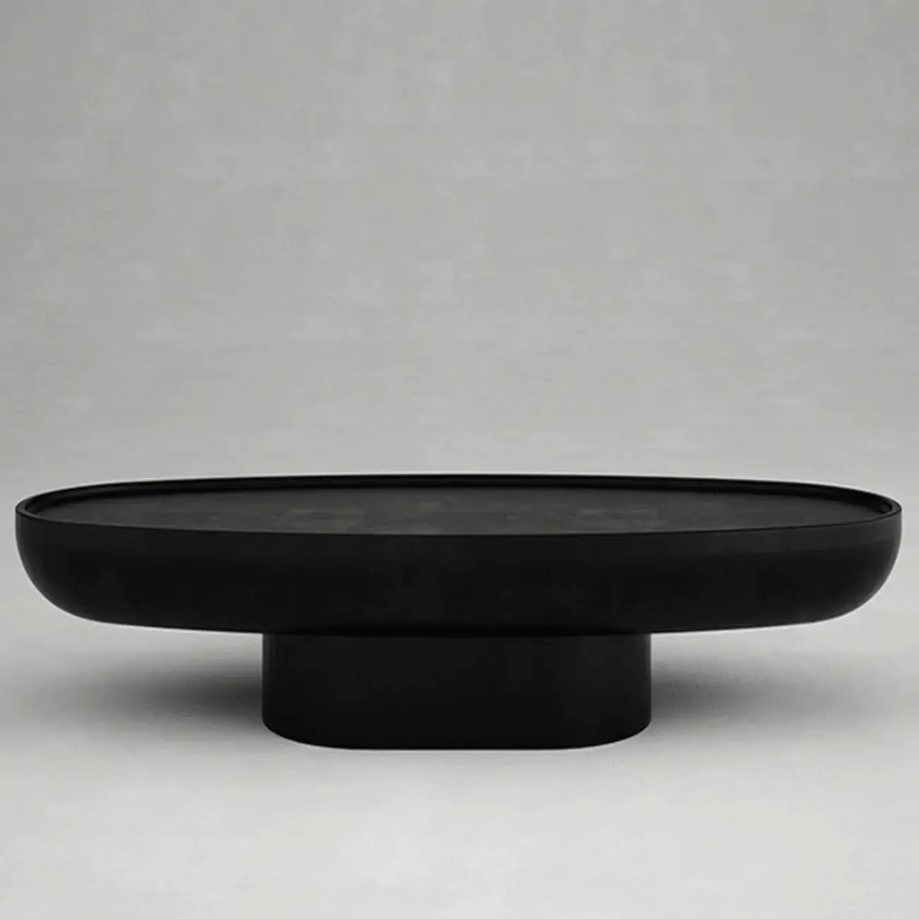 Modern Black Round Fiberglass Coffee Table with Tray Top