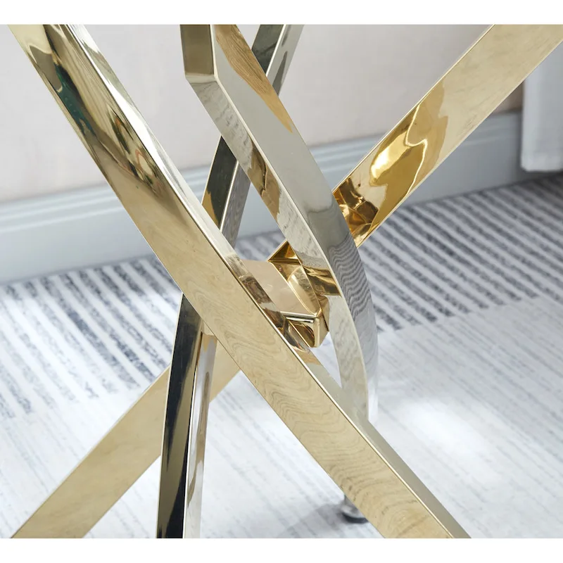 Modern Round Tempered Glass End Table with Stainless Steel Legs