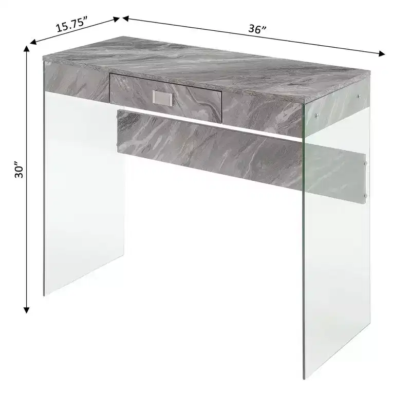 36 Breighton Home Uptown Glass Desk with Drawer
