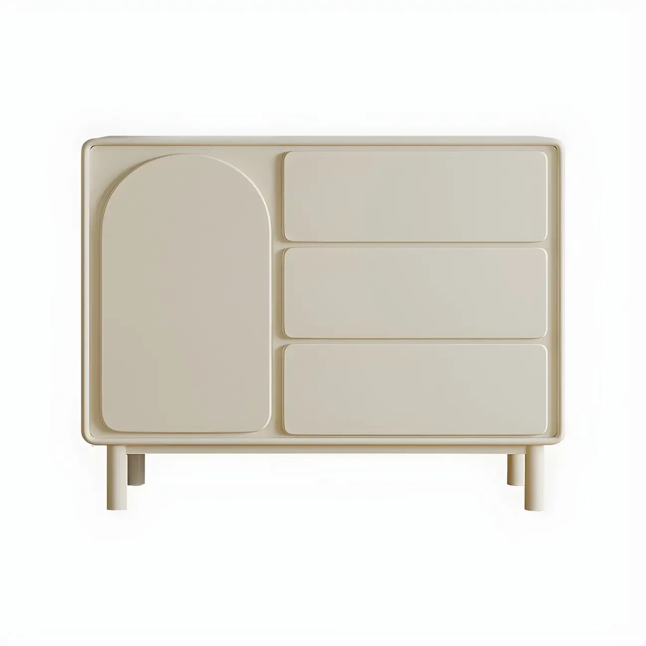 Durable Off-White Wooden Combo Dresser with Shelves