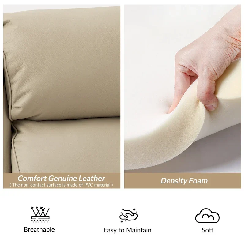 Noemon Modern Genuine Leather Recliner with Nailhead Trims Set of 2 by HULALA HOME