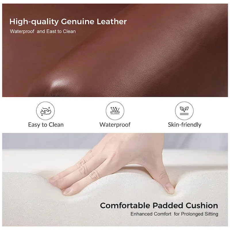 Angel Transitional Genuine Leather Sofa With Tufted Back by HULALA HOME