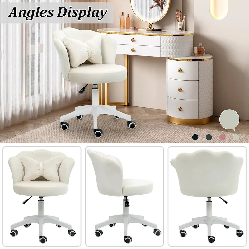 XINMICS Modern Velvet Task Chair 360 Swivel Adjustable Height Office Chair