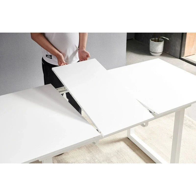 70.86W Square Extendable Dining Table with Metal Leg
