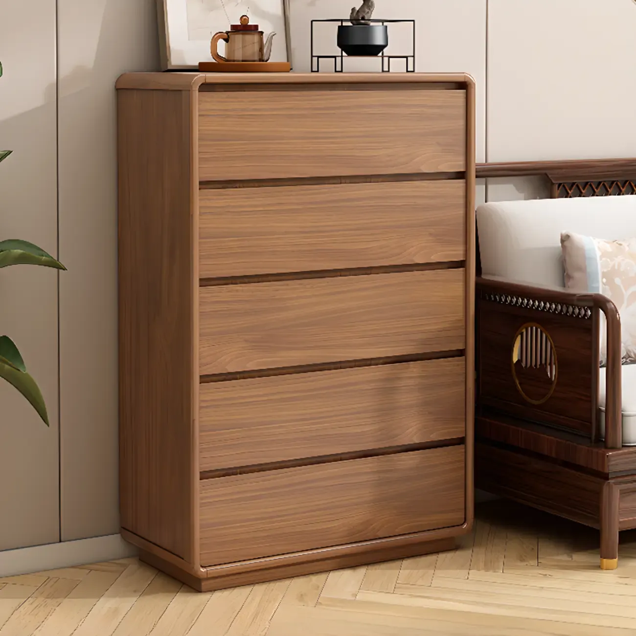 Cube Brown Wooden Console Chest in 8-Drawer