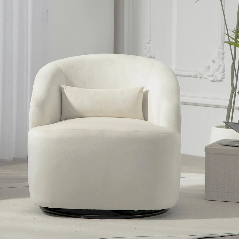 US Pride Furniture Accent Chair with Barrel-shaped Design and 360 Degree Swivel Feature