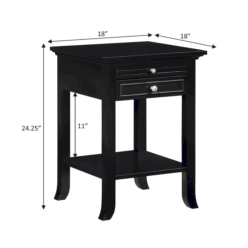1 Drawer End Table with Charging Station and Pull-Out Shelf