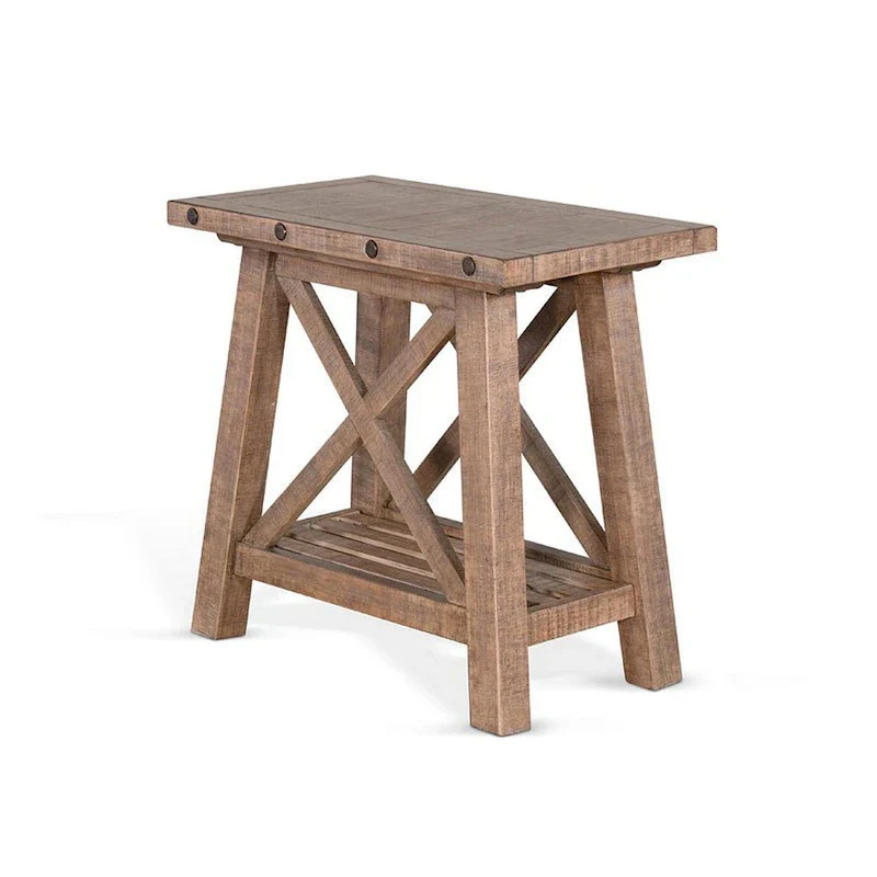 Anva Accent Chairside Table, Light Brown Mahogany, Rectangular 28 Inch