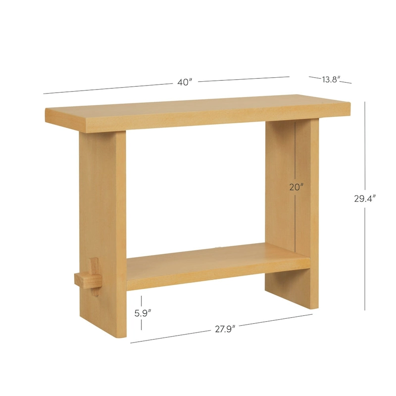 Nathan James Virgo Farmhouse 2-Tier Console Table in Wire-Brushed Wood Finish