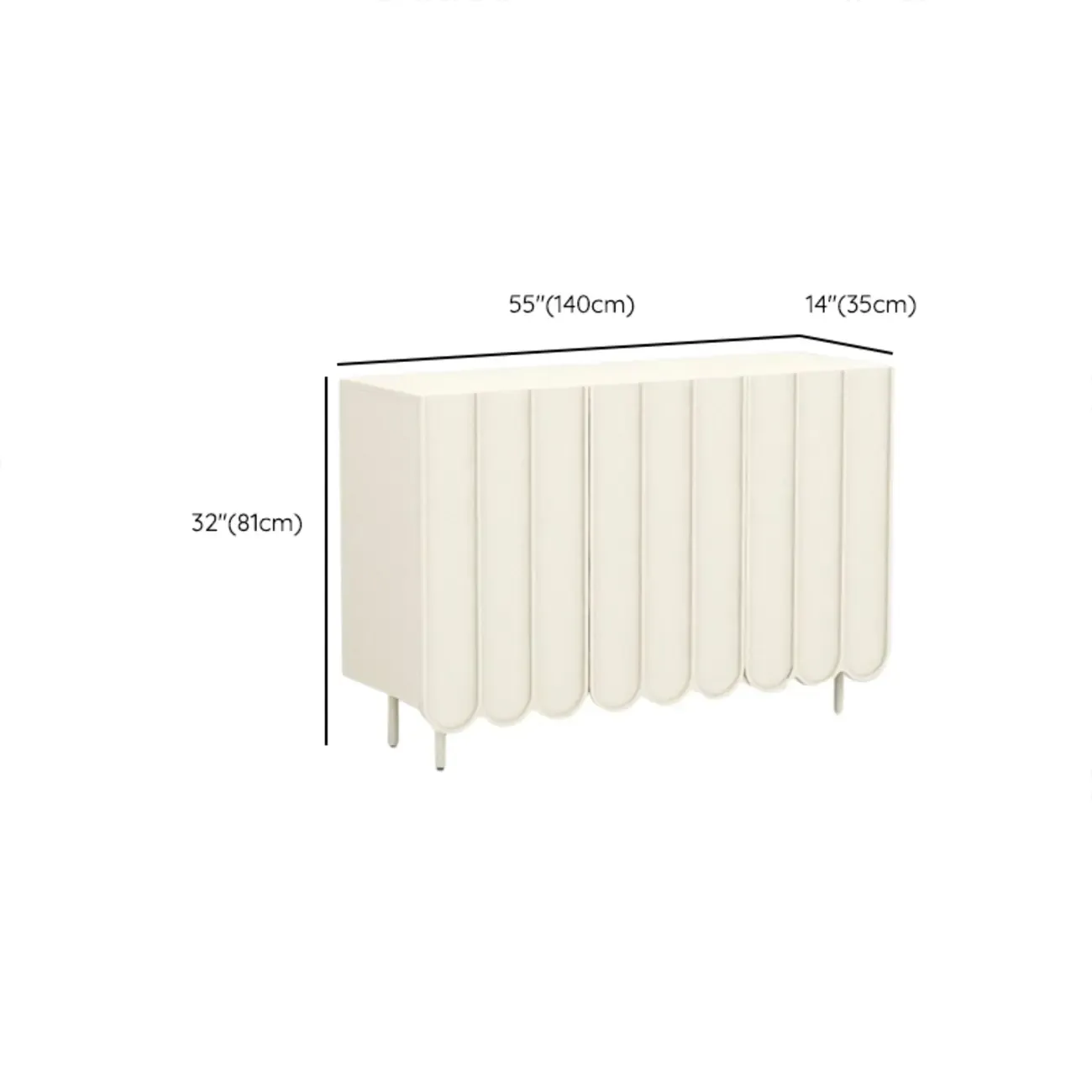 Entryway White Wooden Fluted Front Shoe Cabinet