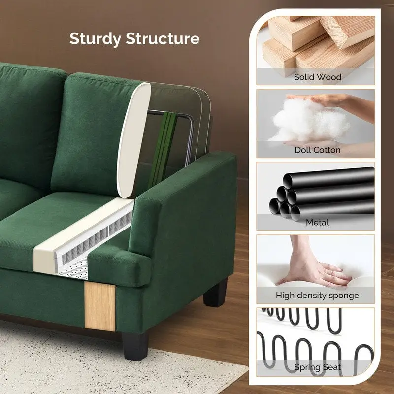 83.5 Upholstered Square Arm Suede Sofa